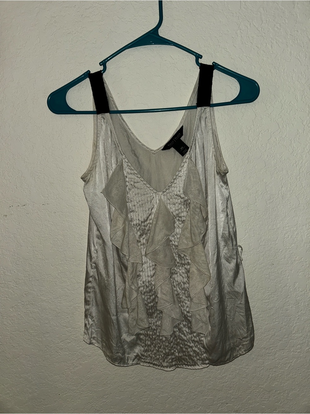 Silver Ruffle Silk Front Tank Top -  Express - Picture 4 of 6